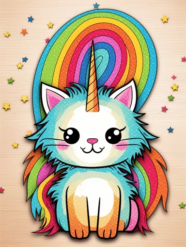 Cat Clipart, Rainbow Caticorn, Printable, SVG, Commercial Use, #CP722