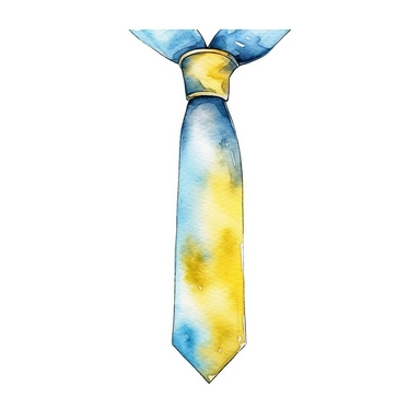 tie in baby blue and yellow color, clipart in a watercolor style, high quality and sharp, on a white background