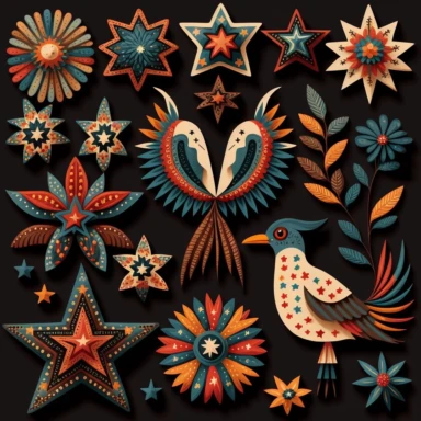 folk art star clipart art