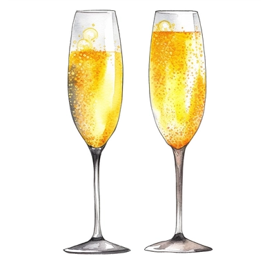 cocktail drink Watercolor Clipart, mimosa cocktail, watercolor mimosa cocktail, champagne flute, Watercolor Rustic Clipart, single design, white background