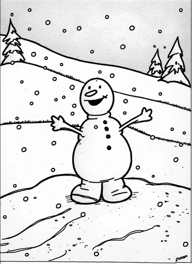 line art, black and white, snow man, christmas, happy mood, cartoon sketch, coloring page for kids, coloring page for children, thick lines, realistic, drawing, printable outlined art, crisp lines, No background, clip art, hand drawn, No shadows, drawing,