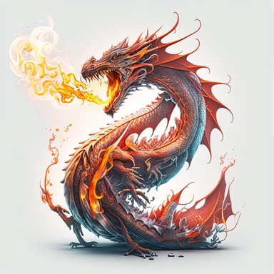 intricate drawing showcasing a fire-breathing dragon, whole body dragon, tattoo style, highly detailed clean, vector image, photorealistic masterpiece, professional photography, realistic, flat white background, isometric, vibrant vector, clipart, illustration, realism, center image, 4k, surrealism, cinematic, front view, white background