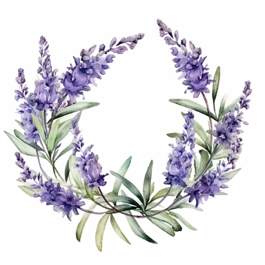 Adorable watercolor retro garland of lavender flowers for wedding invitation, watercolor clipart, high quality clipart, no background, high details