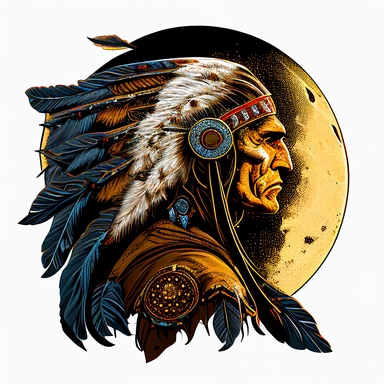 moon background apache warior Clipart color sketch