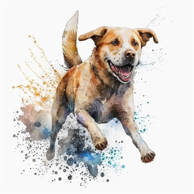 watercolor and pencil dog very handsome, dog, full body playing and smiling, and having fun on the white background Clipart Sublimation, a full body of a beautiful dog, having fun, enjoying his time with the ultimate details a _ _ 750 __14 : 10 _ _ v5