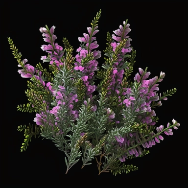 bunch of bell heather flowers 300 dpi clipart with no text & black background