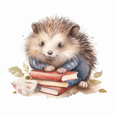 cute baby porcupine,children's storybook illustration,clipart,watercolor,isolated,white background,8k