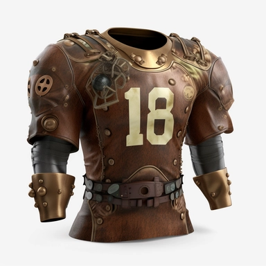steampunk american football jersey, clipart, white background, realistic, 16k