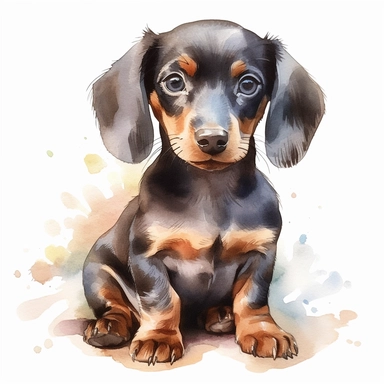 dachshund puppy watercolor clipart