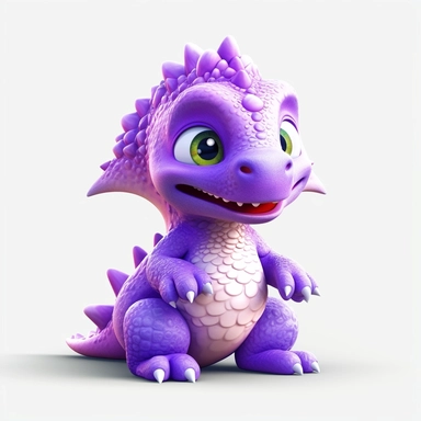 cute baby dinosaur, purple, 3D, toy, clipart, fantasy art, white background, 8k resolution, super sharp