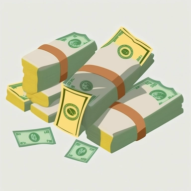 bundles of money , white background, svg-style, flat image, flat objects, no shadows, no shading, simple svg style, clipart, cartoon