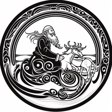 Left aligned, bottom aligned, quarter of a circle, art nouveau style, black lines, detailed, flat design, simple design, sleigh and reindeer, white background, clipart style, black and white,