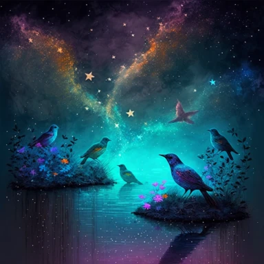 safe place birds water plants music stars dust clouds colorful stars glitter nice colors clipart