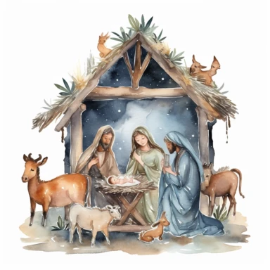 watercolor nativity scene clipart