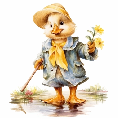 beatrix potter style clipart happy duckling