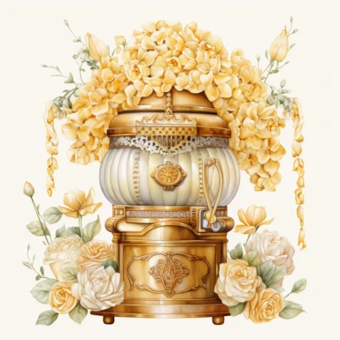 A realistic high detailed watercolor wedding popcorn machine, pastel colors, in the style of digital print, clipart, illustration, sticker, ultra high definition, rich details, 32K, HD