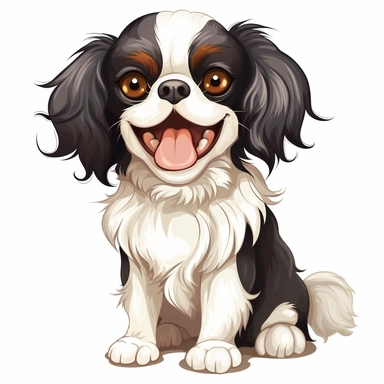 Cartoon Adult Dogs, Cartoon Adult Dogs Clipart, Cartoon Adult Dogs SVG, Dogs PNG Sublime, Dogs sublime, Adult Japanese Chin smiling, sitting, direct front view, isolated on white background, hd