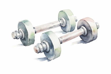 uniform watercolor art of dumbbells clipart, subtle pastel grey color variation, detailed, on white background, 4k uhd