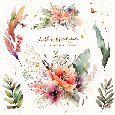 wedding watercolor tropical wildflowers cute elegant refined expensive looking clipart no background