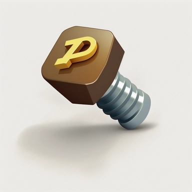 cartoon, one nut and bolt floating, clipart, nut and bolt as currency, money bolt, bolt as money, floating above a white floor with shadow, icon, money icon