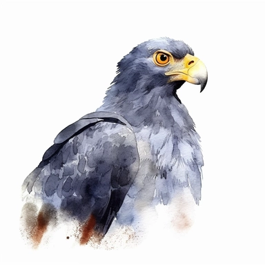 African Harrier-Hawk bird, water color style, clipart, white background