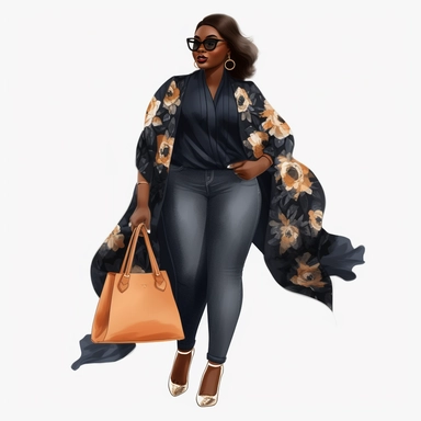 fat Luxury Fashion black girl, Black woman png, full body, Fashion clipart girl, Boss lady clipart, full body, stylish, beautiful black woman, girl boss, clip art,highly detailed, clip art, watercolor art, high definition, white background, transparent background, art