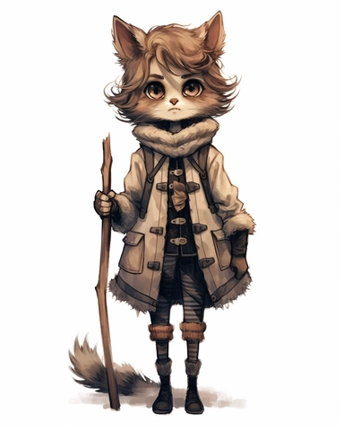with stick fur,big eyes,full body shot,with jean jacket,brown pans,boots,scarf,contrasting colors,no outline,no background, realistic hyper-detail, in the style of victorian-inspired illustrations,realistic shading, pictorial fabrics, contest winner, organic designs, on a plain white background, clipart, masterpiece, trending on Artstation and Dribbble.