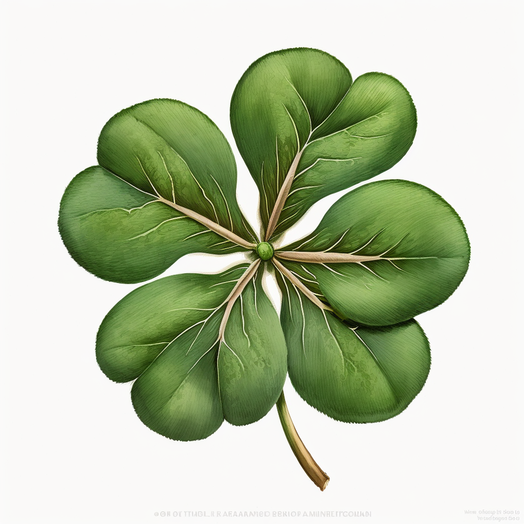 four leaf clover, tempera clipart illustration, intricate details, bold ...