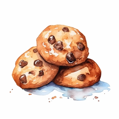 Watercolor chocolate chip cookies clipart, hd isolated on white background