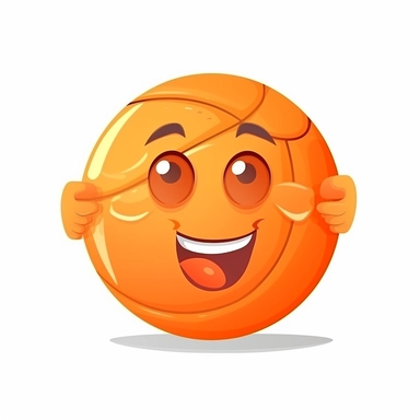 fantasy happy cute basketball player face, cartoon, clipart, mascot, isolated on white background
