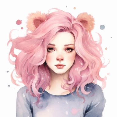Cute zodiac sign Leo, leo ears and hair, pastel colors, white background, fashion illustration, watercolor splash, clipart, by Jack Hughes
