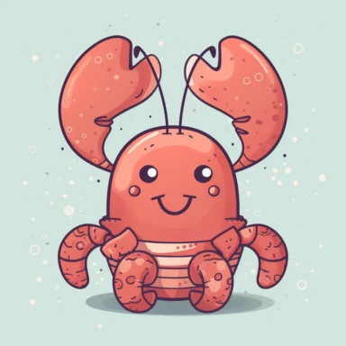 lobster, kawaii, vector, digital art, clipart, clean lines, white background
