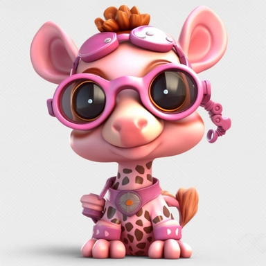 sticker clipart cartoon of a cute pink giraffe cub with sun glasses, playing the kora, dressed with african gear, pink, Ankh earrings, african gear, 3D, disney pixar style, puppy eyes, looking at athe camera, white background ,high definition, high resulotion, highly detailed,16K