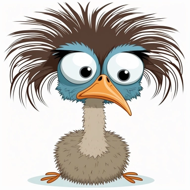 cartoon of mutt mixed ostrich, cute, funny, clipart style, vector style, white background