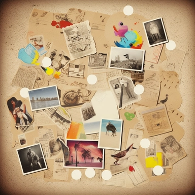 clipart of a collage on a cork board