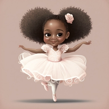 Happy Black Girl ballet dancer ,Cheerfull black girl clipart, Funny black girl , Humorous african american girl child png, Sweet clipart, A smiling Face ,Full body with legs , white lace dress , ribbions in hair , ballet daner pink tutu , on pointe , Highly detailed close-up portrait , standing , Nicoletta Ceccoli, Mark Ryden, lostfish, Earl Nor, global lighting, divine rays, detailed and intricate surroundings, sf, intricate artwork masterpiece, ominous, matte painting movie poster, blue ratio,