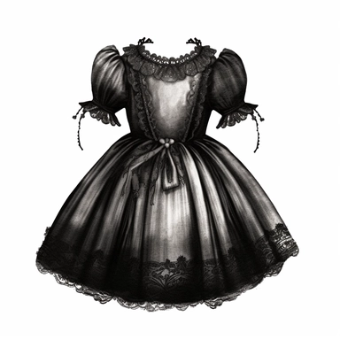 vintage gothic baby dress, victorian, dark fantasy, clipart, white background