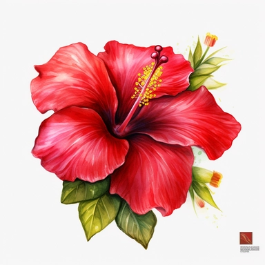watercolor Hibiscus - Hibiscus flowers are large and colorful, with petals that come in shades of pink, red, and yellow. They are often used in tropical-themed decor and are associated with warm weather and sunny days. vividly bold designs png Full body realistic cartoon in 32K UHD cute. 15 cm thick outline. Black color. There was no shadow on the ground. 8k with realistic watercolors. and detailed illustrations. PNG clipart, transparent white background