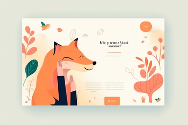 simple web design landing page minimalistic smart smiling tall clipart fox, ui, ux, navigation, menu, header, footer