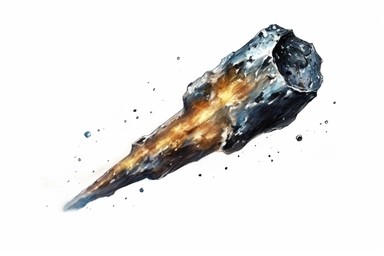 Watercolor, Generate an image showcasing a U-type asteroid, composed of rare metal-rich materials clipart, hd, on a white background, spaced out