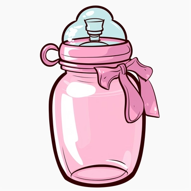 pink baby bottle, cartoon, clipart