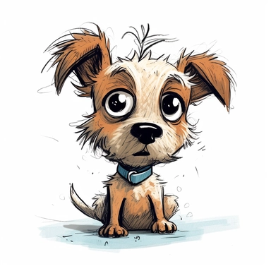 hand drew puppy with quirky and funny-looking clipart