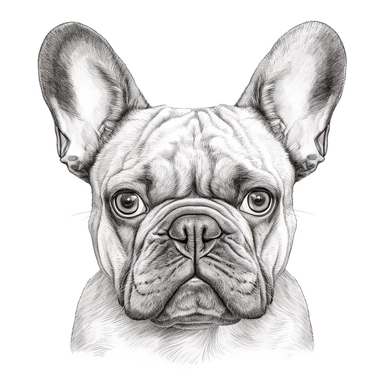 french bulldog clipart no background, white, black, coloring book, sketchbook, realistic sketch, free lines, on paper, character sheet