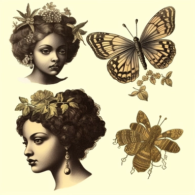 vintage clipart illustrations from a book on afrocentric faeries