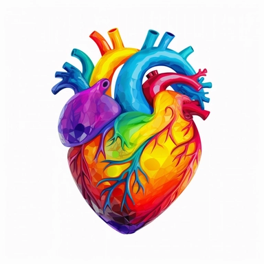 heart organ . rainbow colours. clipart. white background