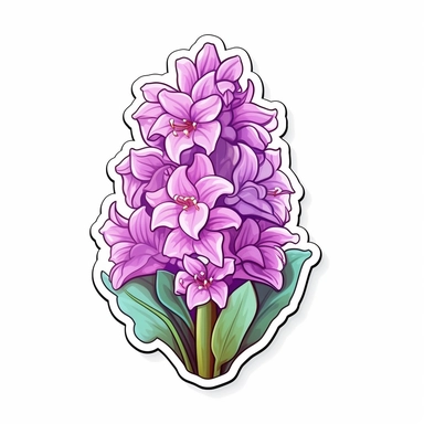 Bellflowers clipart sticker cartoon white border die cut flat design hyacinth magenta