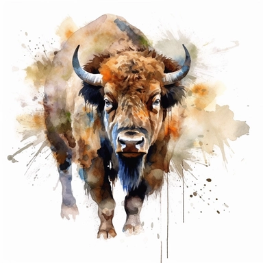 american bison oil painting watercolor clipart graffiti