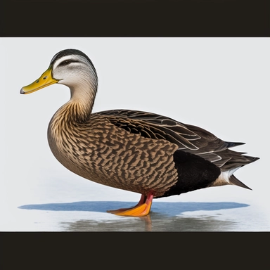Mottled duck, Dark-bodied with a creamy face, White bars in wing are very narrow, and may not be noticeable, bright yellow bill, clipart