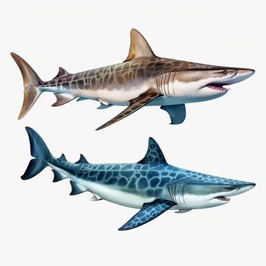 a single clipart image png graphic of a Hyper Realistic Aquatic Vibrant OceanicRequiem sharks Clipart Ocean Animals, Sea Life