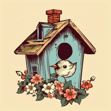 vintage birdhouse clipart, vector